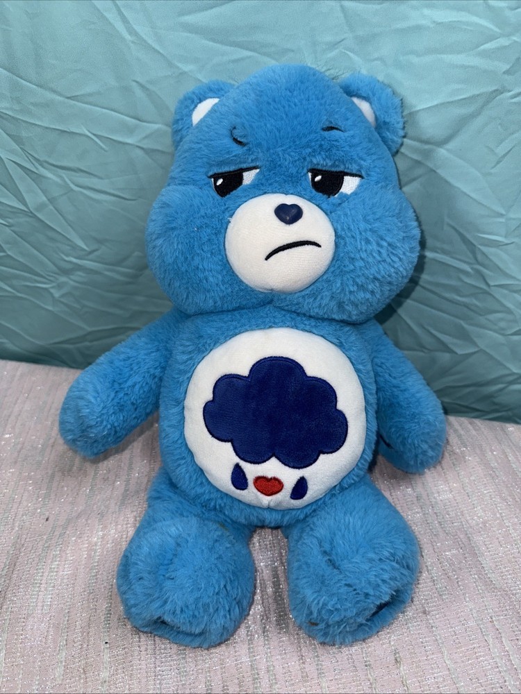 Care Bears Grumpy Bear Stuffed Animal soft huggable 14” Blue Rain Cloud Toy
