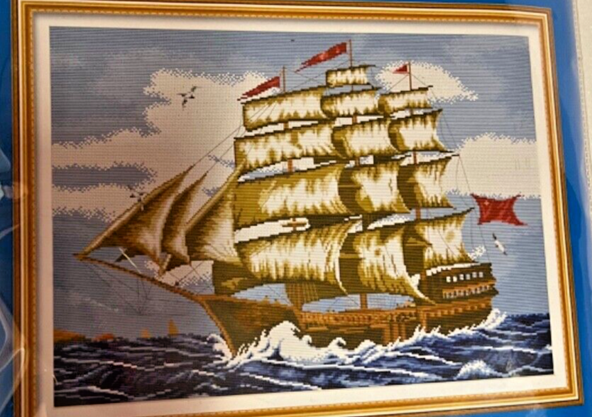 cross stitch kit 14 ct Material thread instructions Random sailing ship nautical