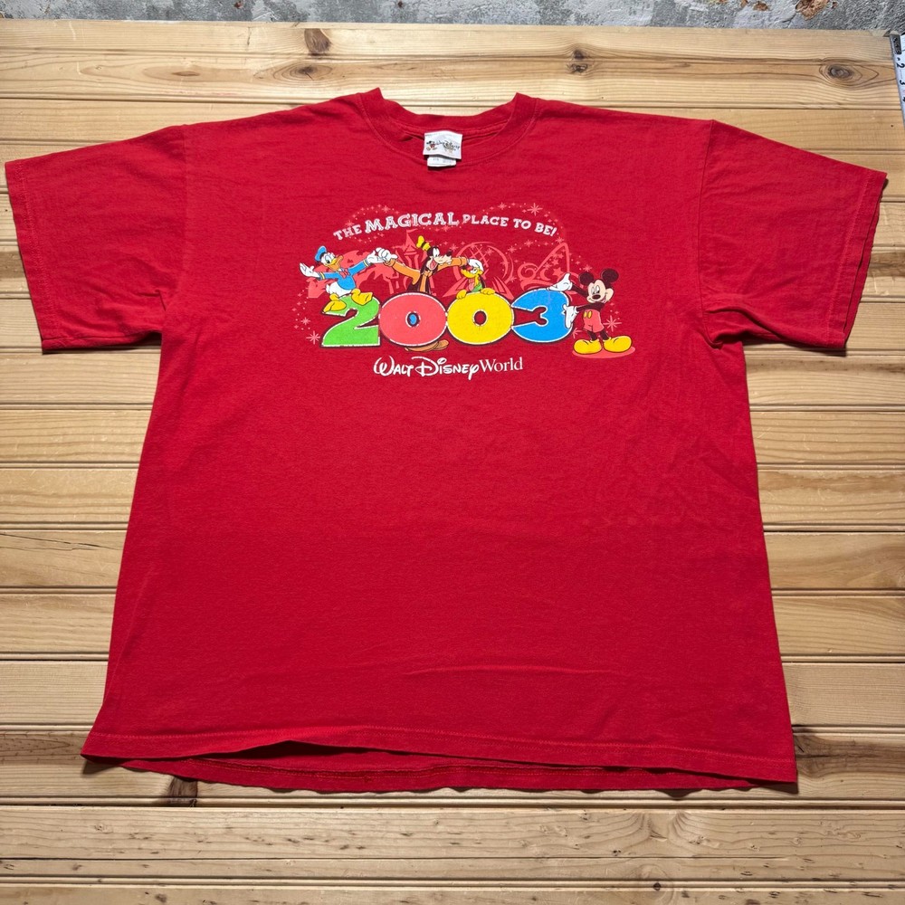 Vintage 2003 Walt Disney World Mickey Donald Goofy Pluto Souvenir T-Shirt - 2XL