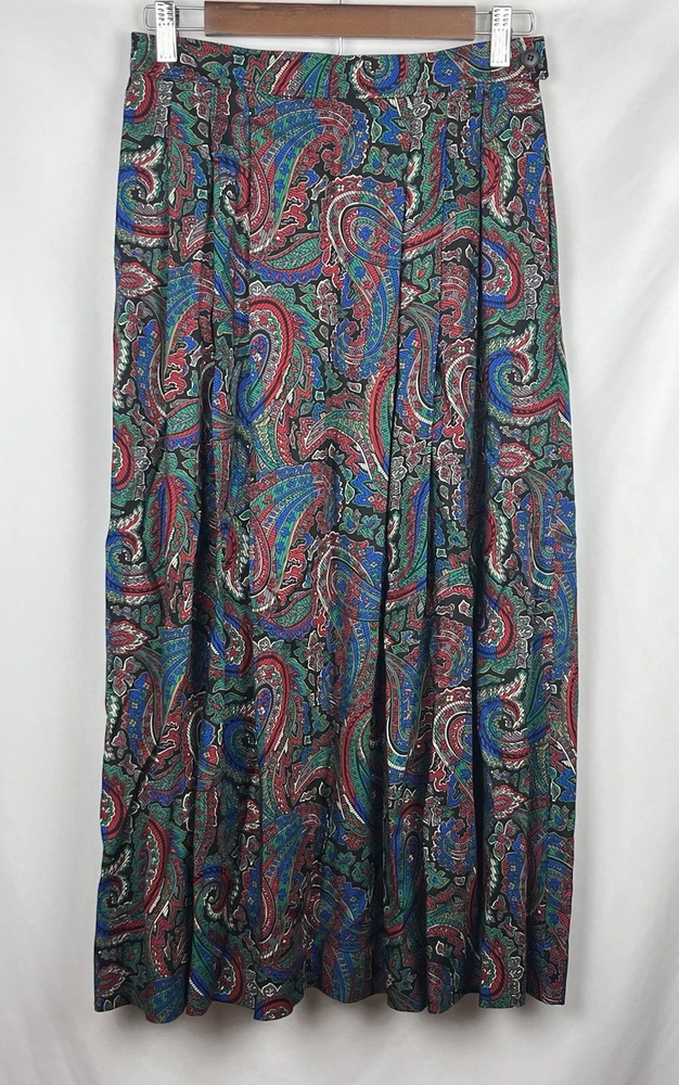 Vintage Pendleton Sophisticates Paisley Maxi Skirt w/ Pockets 80s 90s Size 8