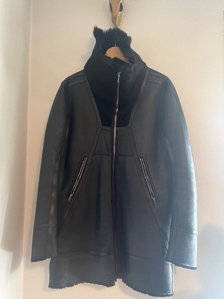 rare rick owens mastodon shearling coat