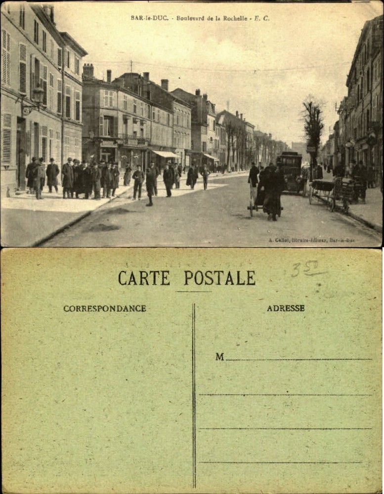 Bar le Duc Boulevard de la Rochelle France c1910 vintage postcard
