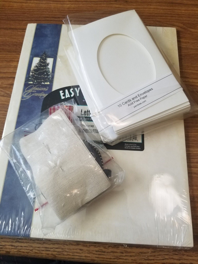 Lot of Acid Free Window Cards, Needlework Button Kit, Christmas Letterhead Paper-image