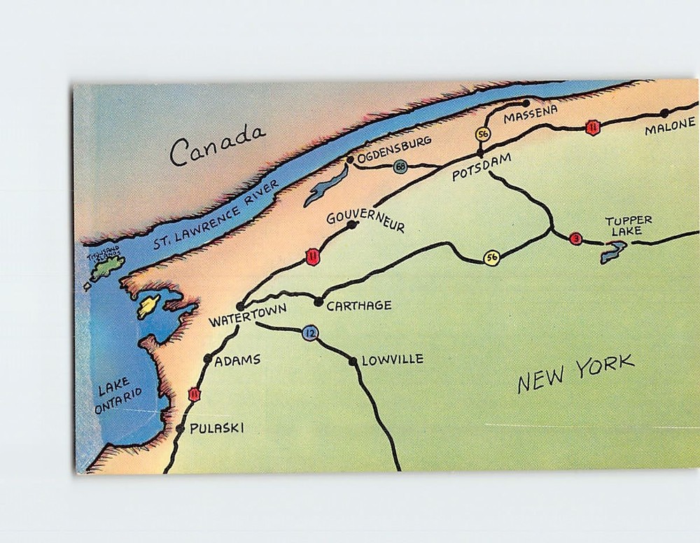 Postcard Northern New York and The Thousand Islands & St. Lawrence Seaway Area