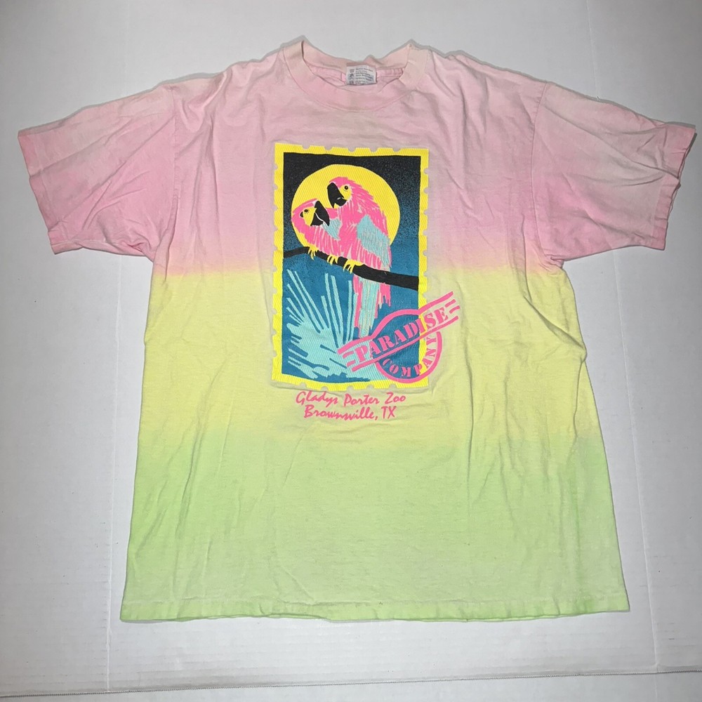 Vintage GLADYS PORTER ZOO BROWNSVILLE TX Parrots T-Shirt Size XL Single Stitch