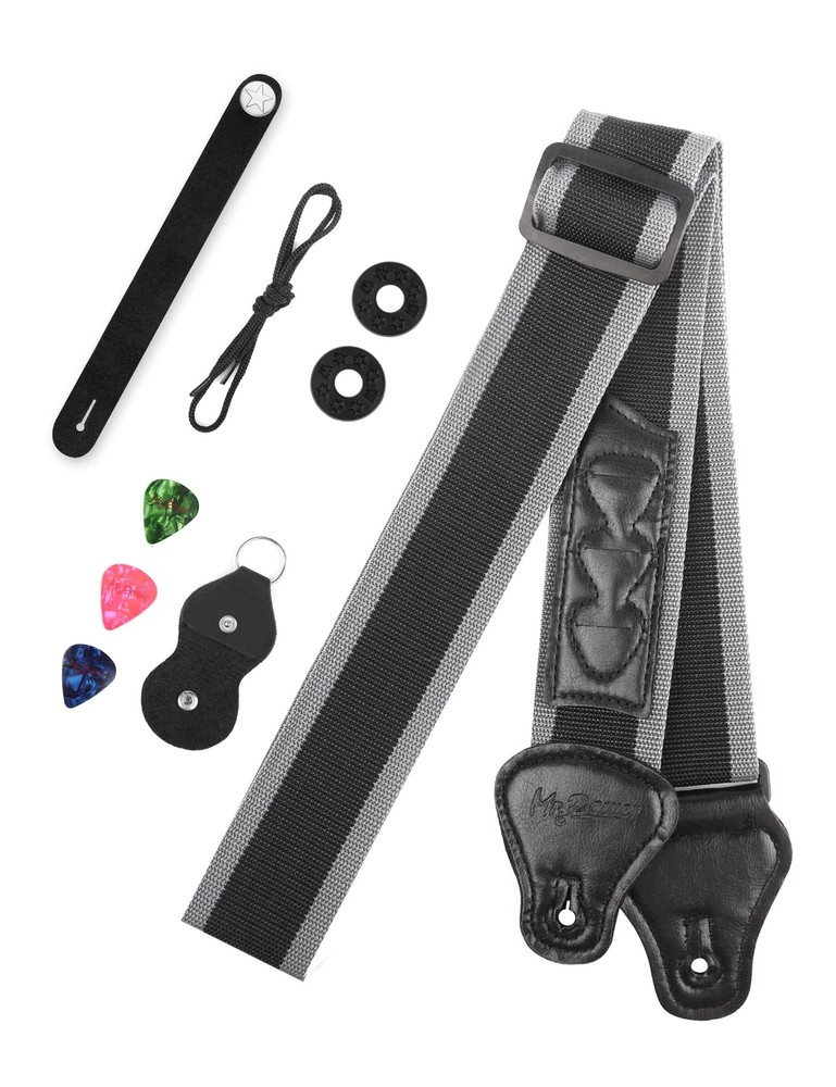 Guitar Strap 36.6in - 65in with 3 Pick Holders for Electric/Acoustic (Nylon S...