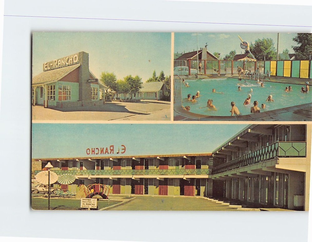 Postcard El Rancho Motor Lodge East Rock Springs Wyoming USA