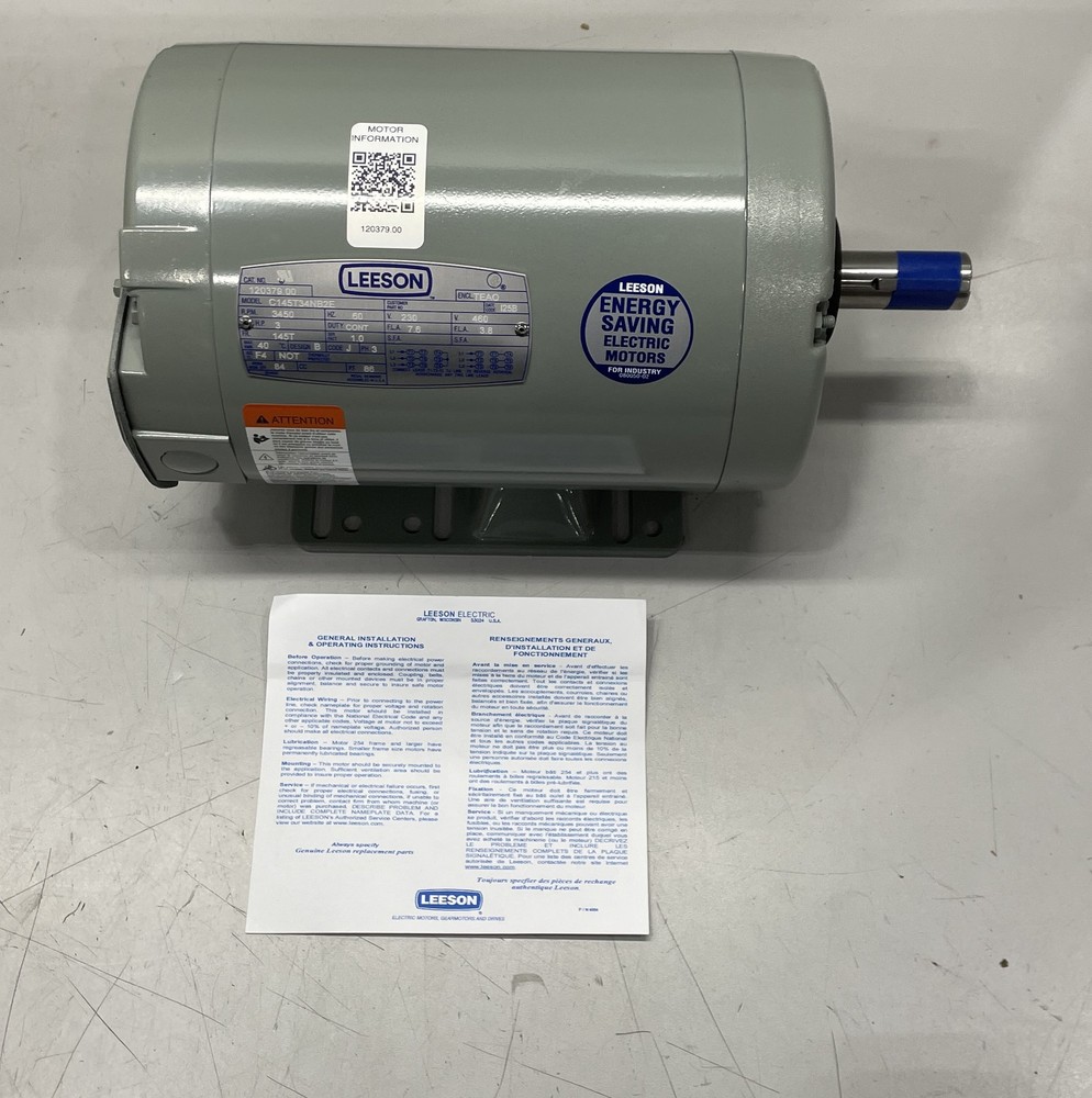 Leeson Aeration Fan Motor 3HP -120379.00