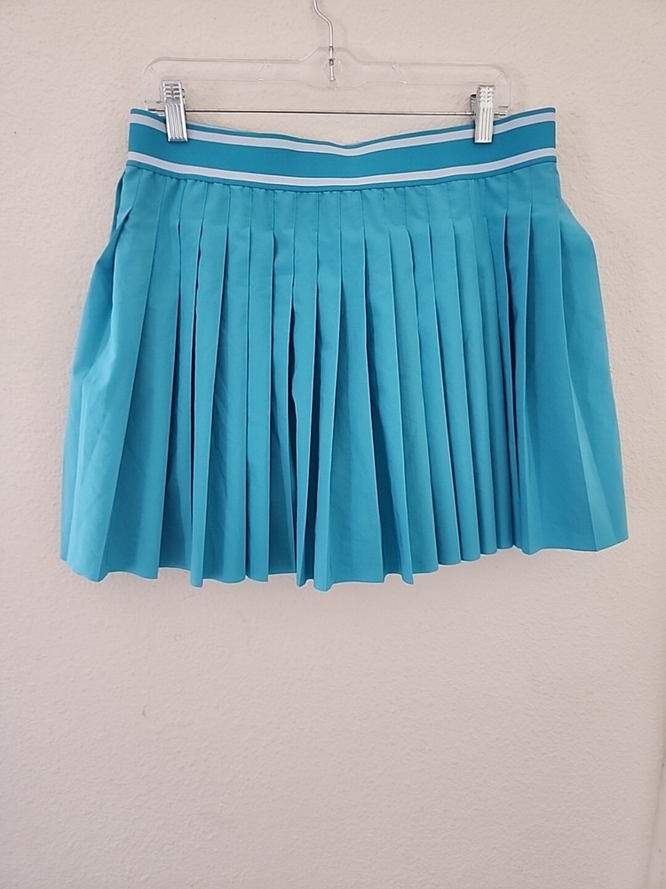 Greyson Women Elastic Waist Pleated Leo Tennis Skirt Lagoon Size Xl