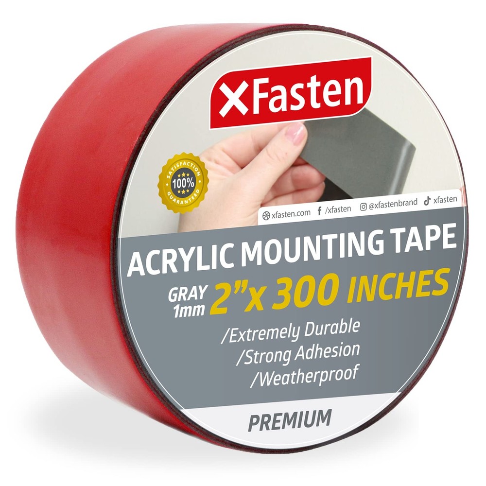XFasten Extreme Double-Sided Acrylic Mounting Tape Removable, Gray, 2-inch x ...