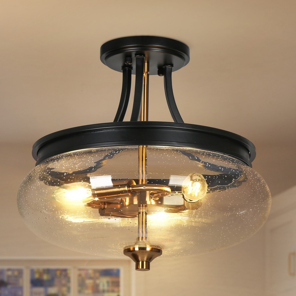 Zenith Modern Black Gold Semi Flush Mount Transitional Lighting