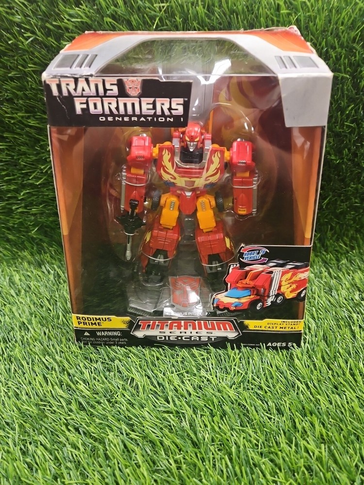 Transformers Generation 1 Titanium Series Diecast Rodimus Prime with stand Read