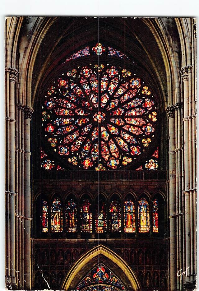 Postcard Rose Window Reims Cathedral in France