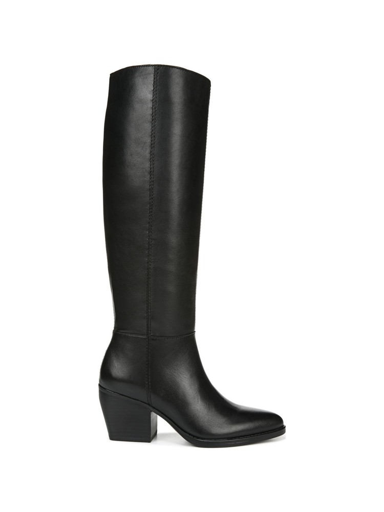 NATURALIZER Womens Black Wide Calf Wide Calf Leather Heeled Boots 7 M