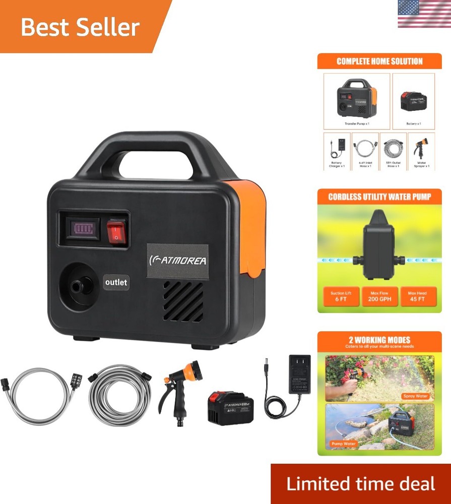 20V Cordless Electric Water Transfer Pump 200GPH Portable Utility  