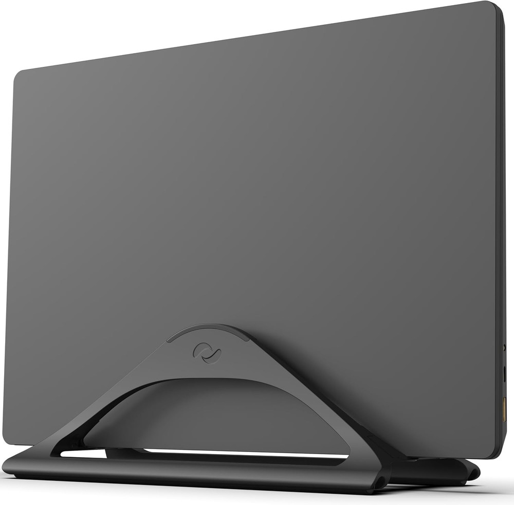 HumanCentric Vertical Laptop Stand in Matte Black Upright Adjustable Dock Desk