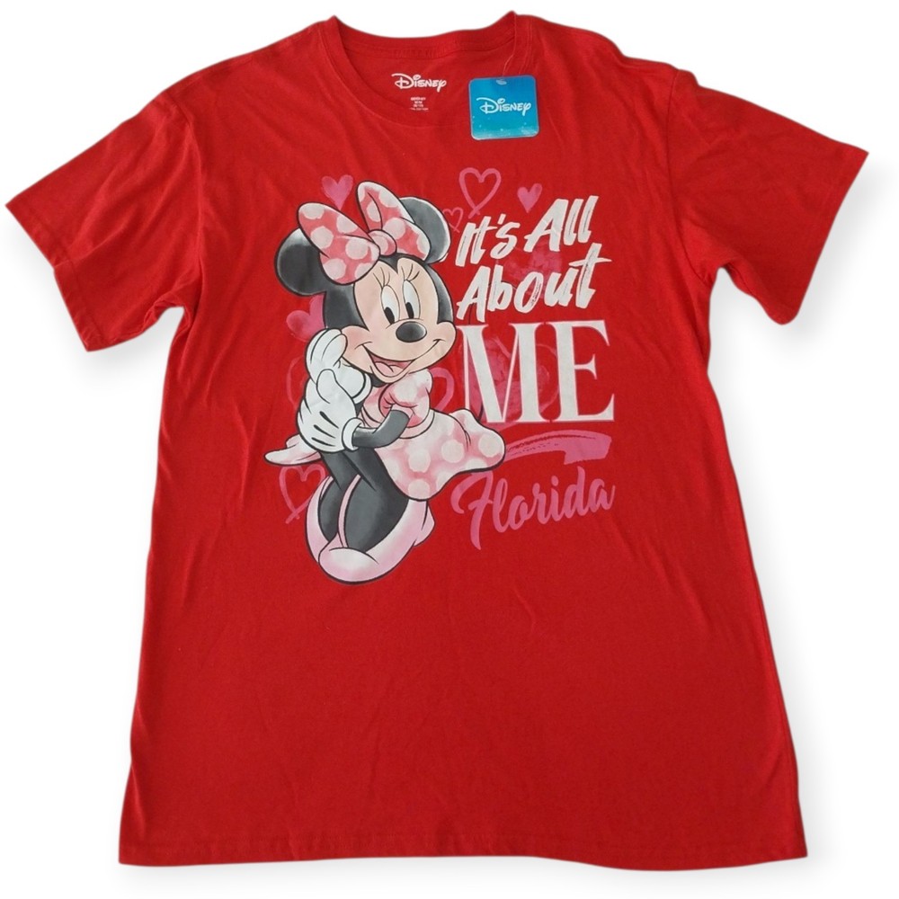 Disney Minnie Mouse T-Shirt Women Size M Red Graphic Tee Florida New With Tags