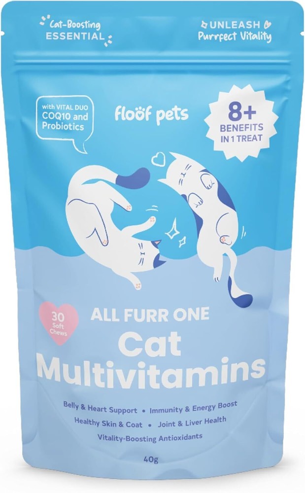 8 in 1 Cat Multivitamin Treats - 30 Chews - Vitamin Supplement 30 Count