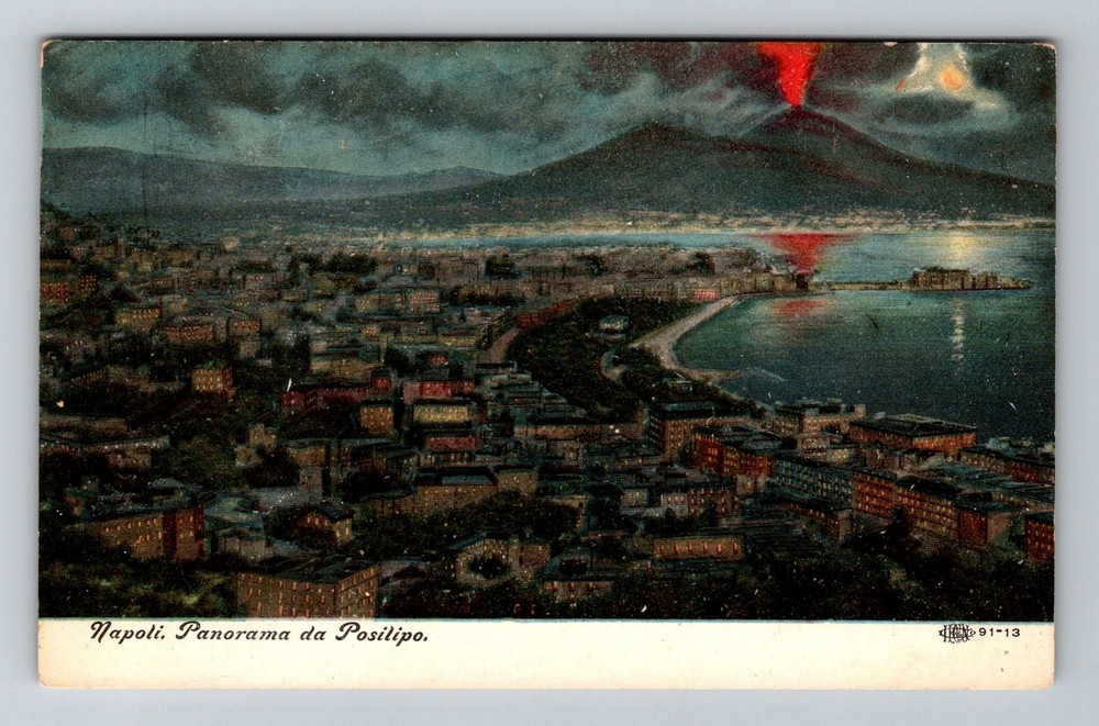 Italy- Naples Panorama City View From Posilipo Souvenir Old PC Vintage Postcard