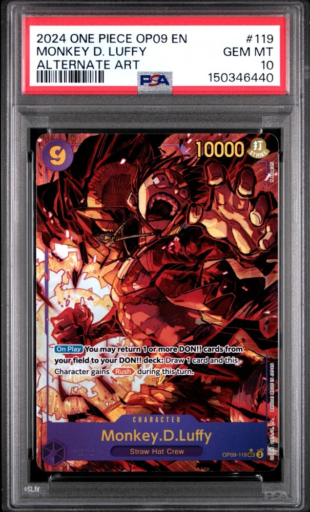 One Piece Monkey D. Luffy 2024 Op09-Emp In The New Wrld #119 Alt Art Psa 10RCH IS ACCEPTING CONSIGNMENTS! UP TO 95% PAYOUTS!