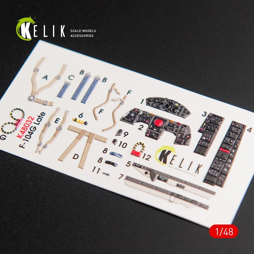 F-104G Starfighter late type. Interior 3D Decals (for Hasegawa) 1:48 K48032