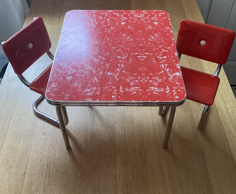 American Girl Retired Molly McIntire Chrome Table and Two Chairs