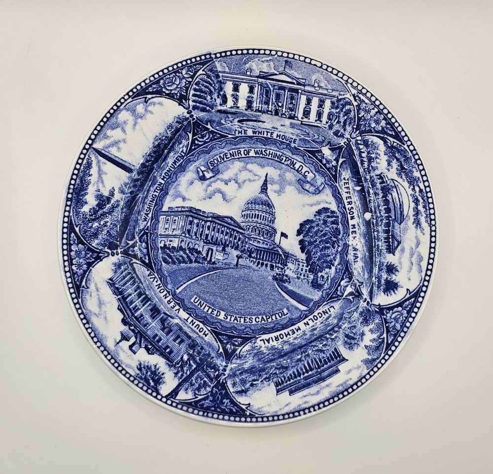 Vintage Plate Souvenir of Washington DC, Blue/White 7