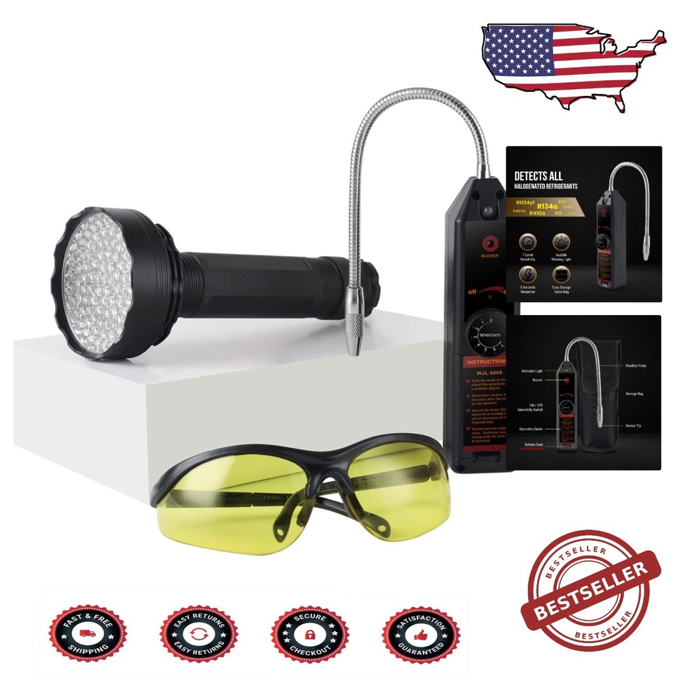 3-in-1 Automotive AC Leak Detector Kit with UV Light and Safety Glasses  -image