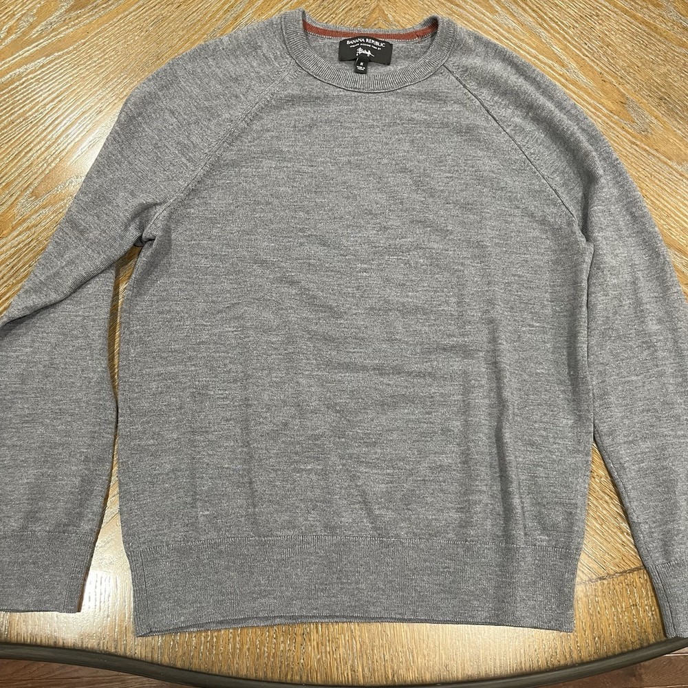 Banana Republic Men’s Gray Merino Wool Sweater Small | Italian Yarn by Baruffa