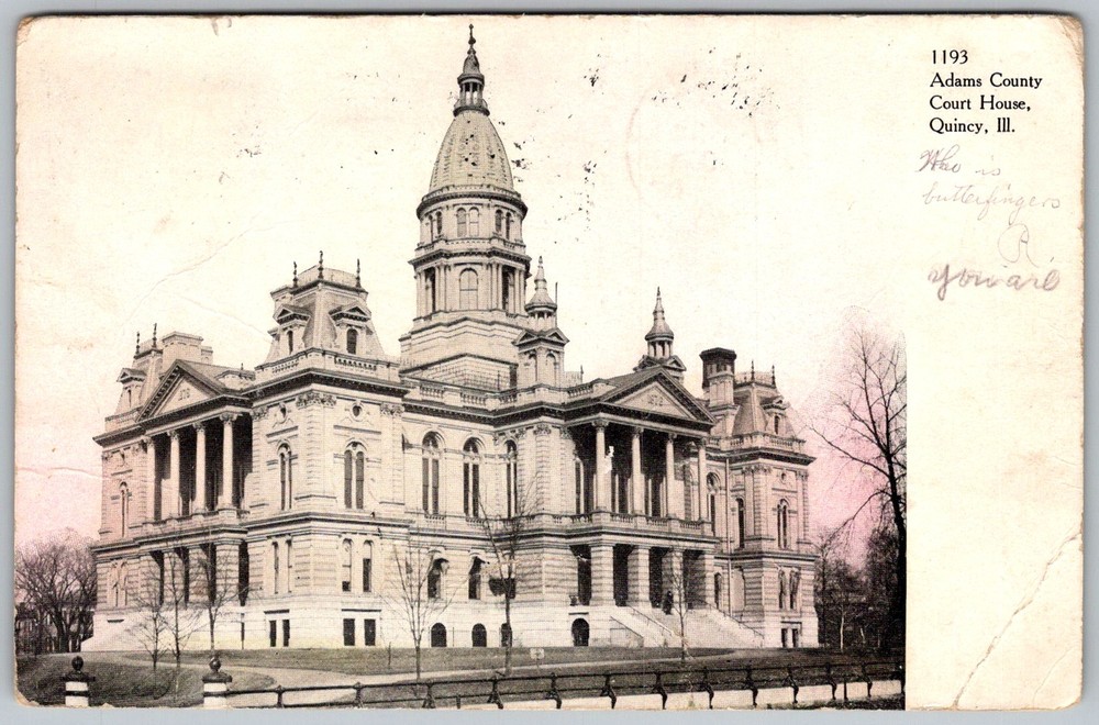 Antique Postcard Adams County Court House Quincy, IL 1900s