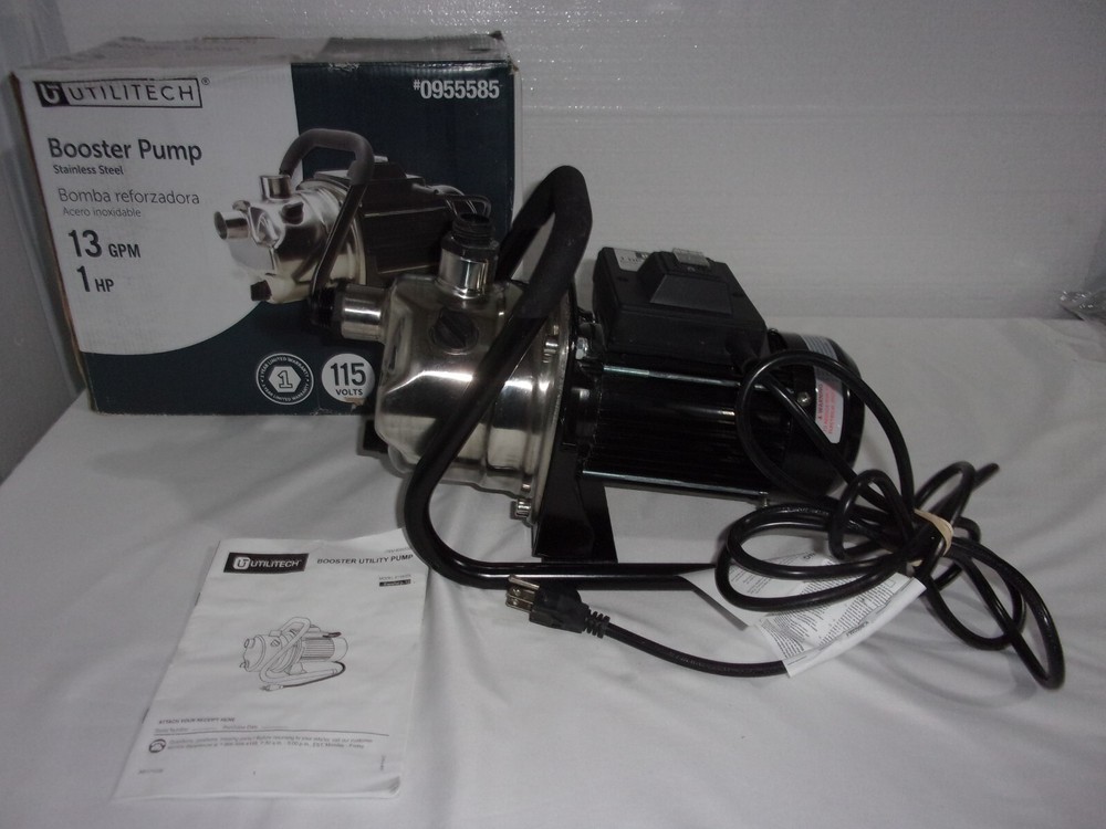 Utilitech 1HP Stainless Steel Booster Pump Mod. 148008 115v 13 GPM 0955585