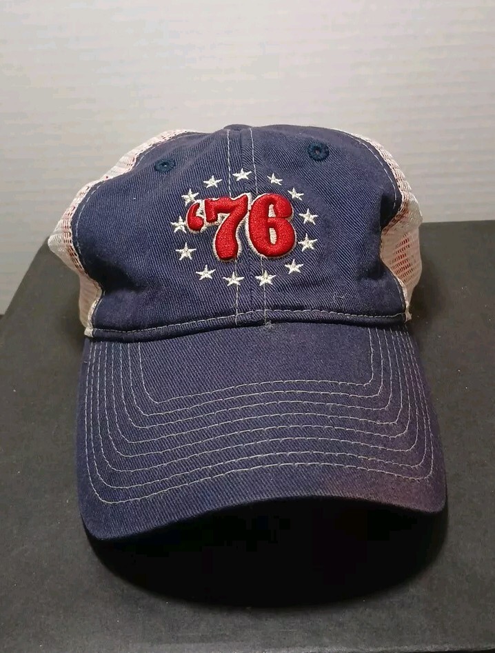 1776 America Star Flag Snapback Hat Cap Blue Trucker Mesh Back Hat