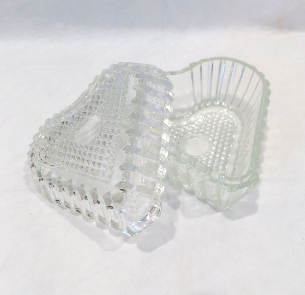 Crystal Heart Shaped Jewelry Box with Lid 4 Inch Elegant Gift