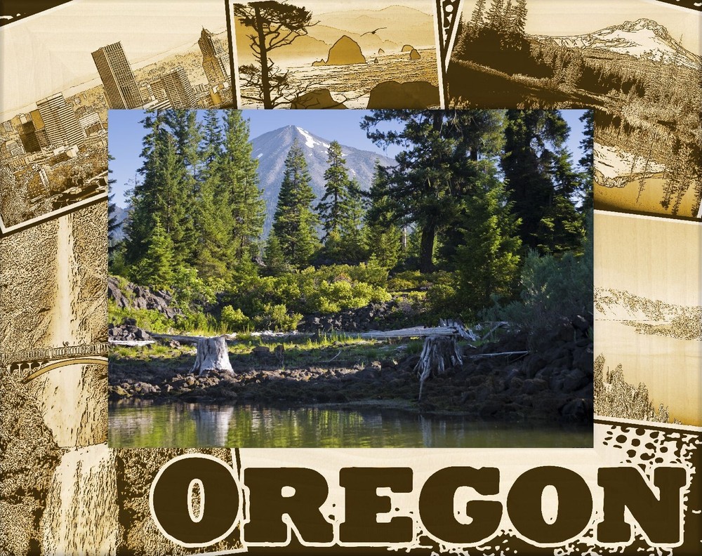 Oregon Laser Engraved Wood Picture Frame Landscape (4 x 6)