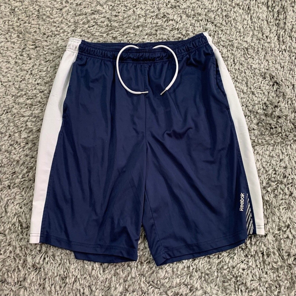 Reebok Shorts Men M Blue White Workout Basketball  Activewear