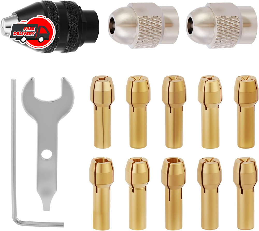 15PCS Keyless Drill Chuck Collet Set 1/32