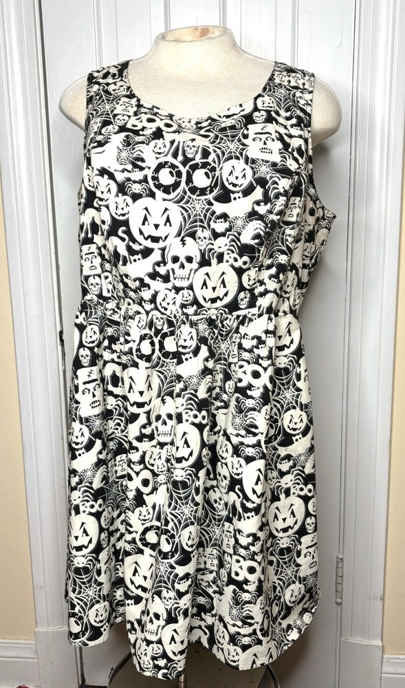 Gently Worn FOLTER Creatures of the Night Halloween Fit & Flare Dress Women's 4X