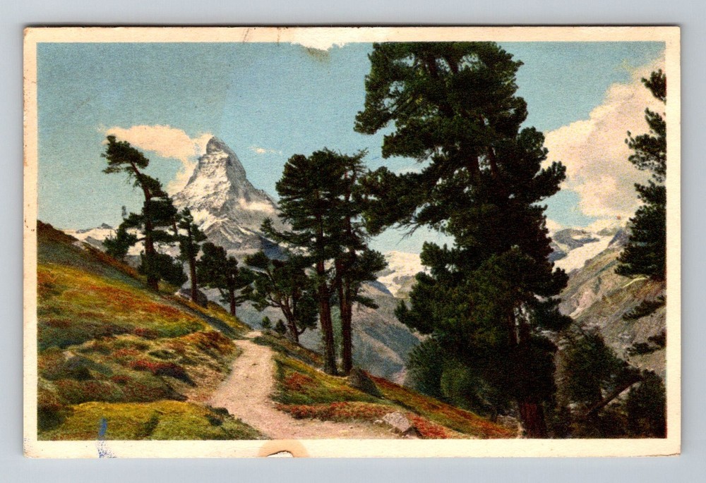 Switzerland- Zermatt Alps The Matterhorn Postal Old View Vintage c1956 Postcard