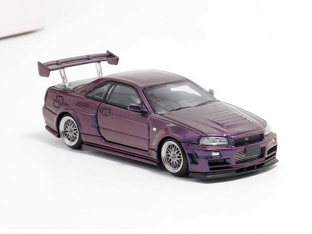 Fuji 1/64 Scale Nissan Skyline GT-R R34 Purple Diecast Car Model Toy