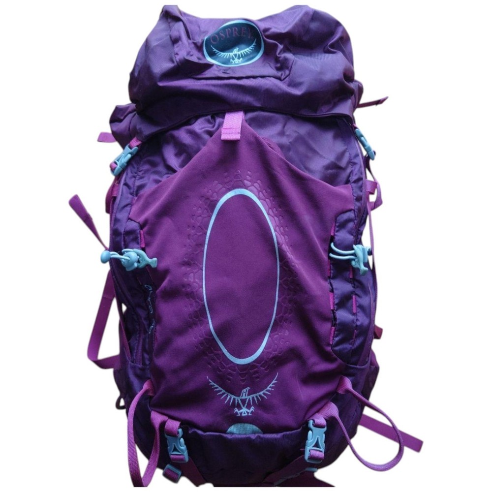 Osprey 50L Purple Hiking Backpack with Mesh Back Panel Used Japan