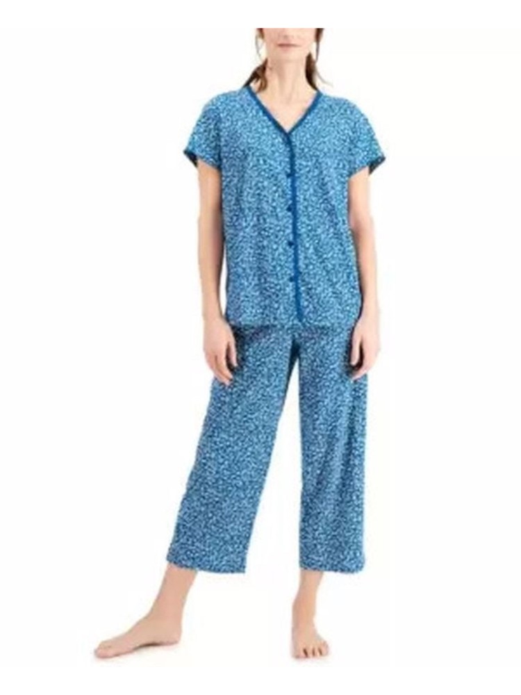 CHARTER CLUB INTIMATES Intimates Teal Cropped Floral Sleep Pants XS