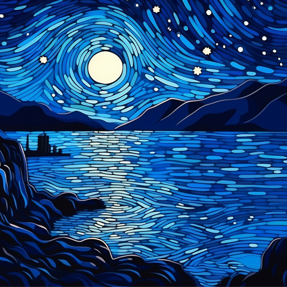 Coast_of_Greece_ocean_night_star3 - 24in(H)*24in(L) Wall Art Print