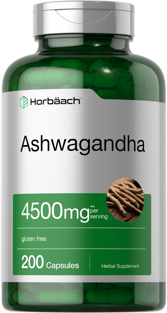 Ashwagandha Capsules | 4500mg | 200 Count | With Black Pepper | by Horbaach