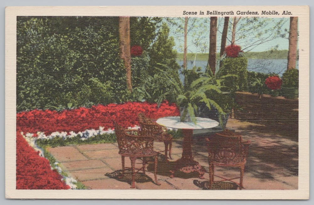 Linen~Dining Scene In Bellingrath Gardens~Mobile Alabama~Vintage Postcard