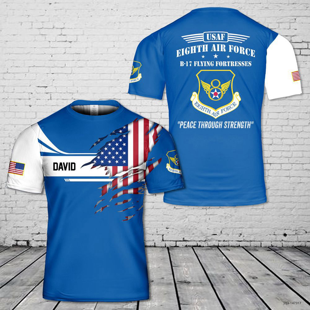 Custom Name USAF Eighth Air Force B-17 Flying Fortresses T-Shirt All Size Gift