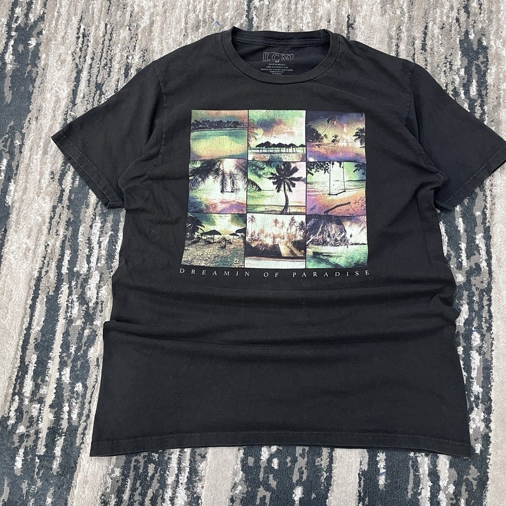 Short Sleeve Y2K LA Shirt Men's Size Medium Black Los Angeles