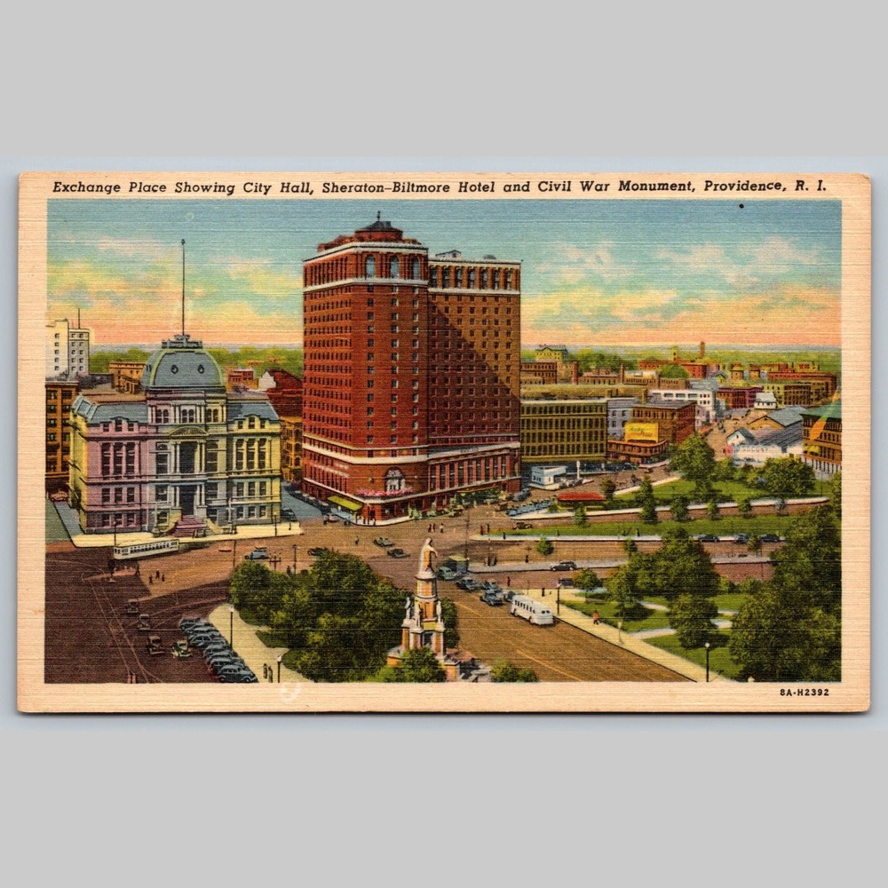 Postcard Exchange Place City Hall Sheraton-Biltmore Hotel Providence RI