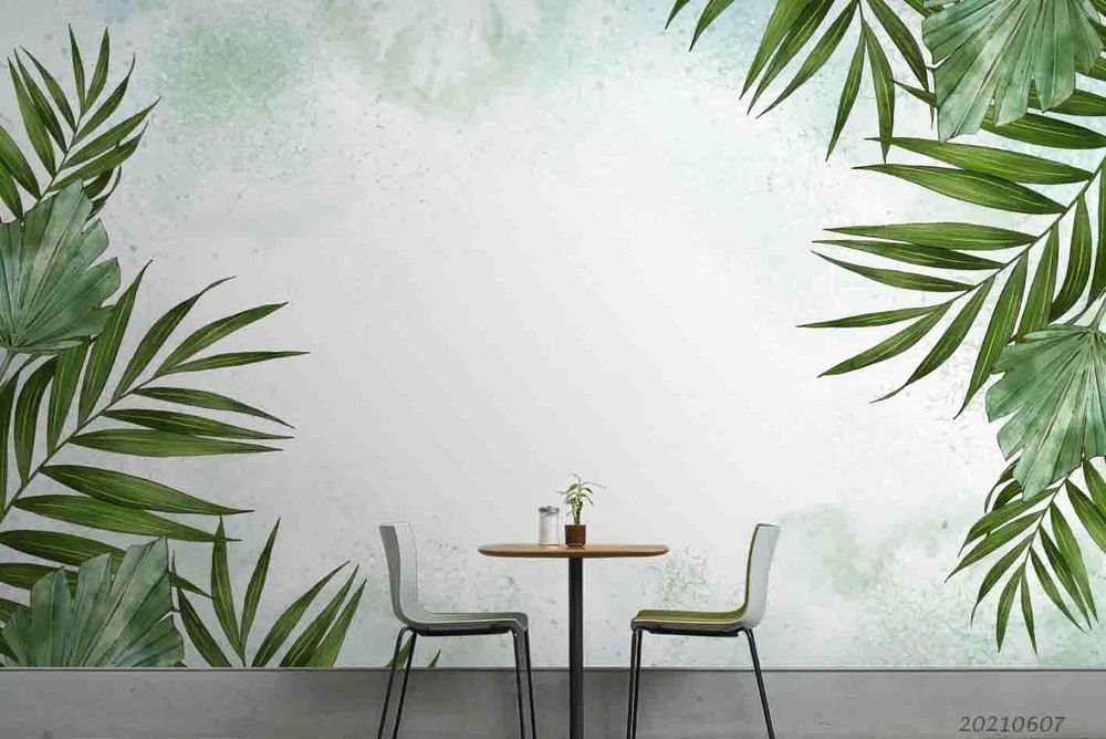 3D Plants Leaves Watercolor Wall Murals Wallpaper Murals Wall Sticker 21