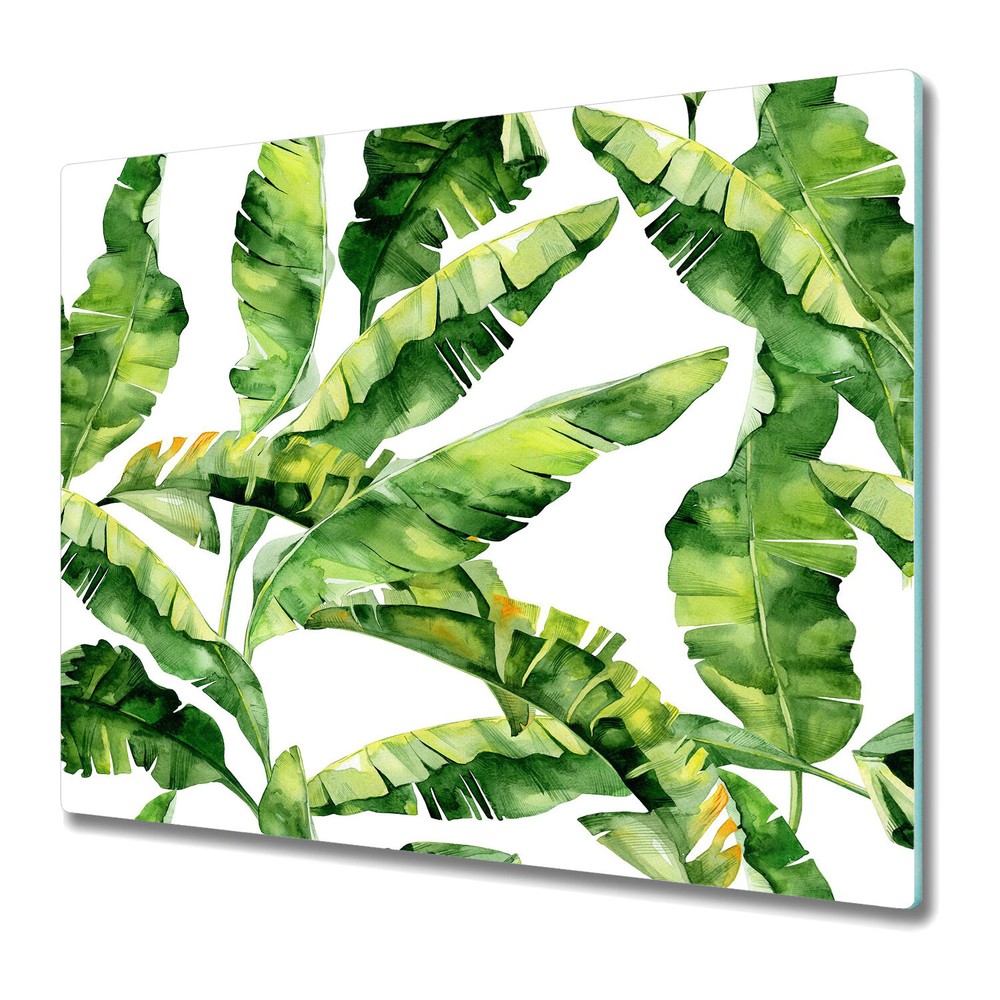 Glass Kitchen Chopping Cutting Board Green Banana Leaves Tropical leaves Leaf