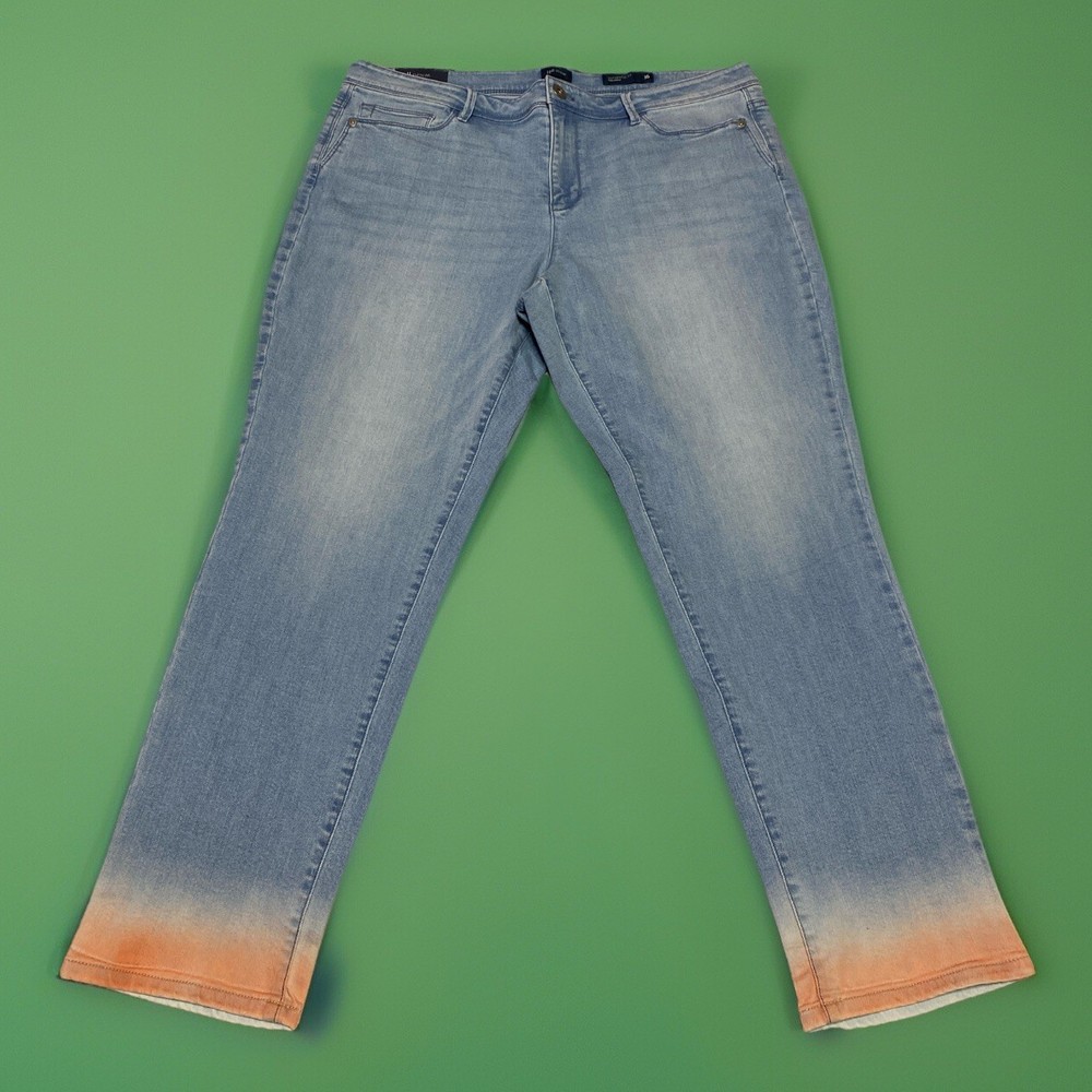 J JILL DENIM Ombre Authentic Fit Cropped Slim Ankle Jeans SIZE 16 Grapefruit NWT